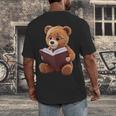Teddy Bear Reading a Book Men's Back Print T-Shirt