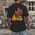 Turkey Reading Books Fall Thanksgiving Teacher Book Men's Back Print T-Shirt