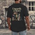 Unearth A Story Dinosaur Reading a Library Book Men's Back Print T-Shirt Unearth A Story Dinosaur Reading a Library Book Men's Back Print T-Shirt