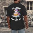 Unicorn Teacher Reading Is Magical Book Men's Back Print T-Shirt Unicorn Teacher Reading Is Magical Book Men's Back Print T-Shirt