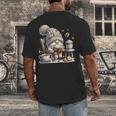 Vintage Cute Gnome Reading Book Coffee Cute Gnome Graphic Men's Back Print T-Shirt Vintage Cute Gnome Reading Book Coffee Cute Gnome Graphic Men's Back Print T-Shirt