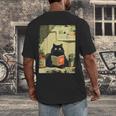 Vintage Japanese Cat Book Lovers Librarian Cat Dad Teacher Men's Back Print T-Shirt Vintage Japanese Cat Book Lovers Librarian Cat Dad Teacher Men's Back Print T-Shirt