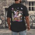 Watercolor Butterfly Fairy Read Book Library Fantasy Novel Men's Back Print T-Shirt