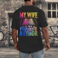 My Wife Is My Favorite Author Book Writer Writing Husband Men's Back Print T-Shirt My Wife Is My Favorite Author Book Writer Writing Husband Men's Back Print T-Shirt