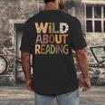 Wild About Reading Book Animal Children's Book Lover Teacher Men's Back Print T-Shirt Wild About Reading Book Animal Children's Book Lover Teacher Men's Back Print T-Shirt