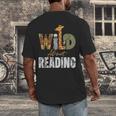 Wild About Reading Books Animal Theme Bookworm Library Day Men's Back Print T-Shirt