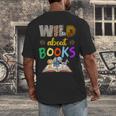 Wild About Reading Books Reader Bookworm Animals Book Lover Men's Back Print T-Shirt