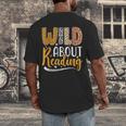 Wild About Reading Lover Bookworm Library Teacher Zoo Animal Men's Back Print T-Shirt Wild About Reading Lover Bookworm Library Teacher Zoo Animal Men's Back Print T-Shirt