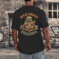 Wild About Reading Sloth Coffee Teacher Book Lover Men's Back Print T-Shirt
