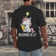 Women's Reading Is Lit Unicorn Library English Teacher Book Lover Men's Back Print T-Shirt