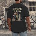 Women's Unearth A Story Dinosaur Reading a Library Book Men's Back Print T-Shirt Women's Unearth A Story Dinosaur Reading a Library Book Men's Back Print T-Shirt