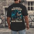 In a World Of Bookworms Be a Book Dragon Reading Men's Back Print T-Shirt In a World Of Bookworms Be a Book Dragon Reading Men's Back Print T-Shirt