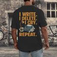 I Write Book Writer Author Book Writing Novelist Men's Back Print T-Shirt