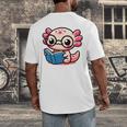 Adorable Book Lover Axolotl With Reading Glasses Cute Men's Back Print T-Shirt Adorable Book Lover Axolotl With Reading Glasses Cute Men's Back Print T-Shirt