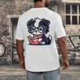 Adorable Book Lover Border Collie With Reading Glasses Cute Raglan Baseball Tee Men's Back Print T-Shirt Adorable Book Lover Border Collie With Reading Glasses Cute Raglan Baseball Tee Men's Back Print T-Shirt