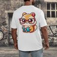 Adorable Book Lover Chipmunk With Reading Glasses Cute Premium Men's Back Print T-Shirt Adorable Book Lover Chipmunk With Reading Glasses Cute Premium Men's Back Print T-Shirt