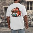 Adorable Book Lover Salmon With Reading Glasses Cute Men's Back Print T-Shirt