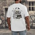 Boo Skeleton Skull Books Halloween Women School Teacher Kid Premium Men's Back Print T-Shirt