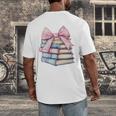 Book Lover Coquette Bow Pink Dainty Ribbon Cute Bookworm Men's Back Print T-Shirt