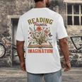 Book Lover Reading Bookish Floral Reading Powers Imagination Men's Back Print T-Shirt Book Lover Reading Bookish Floral Reading Powers Imagination Men's Back Print T-Shirt