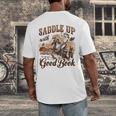 Bookish Retro Western Cowgirl Texas Book Lover Novel Reader Men's Back Print T-Shirt Bookish Retro Western Cowgirl Texas Book Lover Novel Reader Men's Back Print T-Shirt