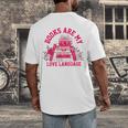 Books Are My Love Language Valentine Book Lover Men's Back Print T-Shirt