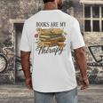 Books Are My Therapy Vintage Book Lover Daisy Art Men's Back Print T-Shirt Books Are My Therapy Vintage Book Lover Daisy Art Men's Back Print T-Shirt