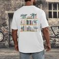 Bookshelves With Books & Plants Premium Men's Back Print T-Shirt Bookshelves With Books & Plants Premium Men's Back Print T-Shirt