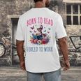 Born To Read Forced To Work Reading Skeleton Bookish Book Men's Back Print T-Shirt