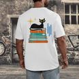 Cat And Books Retro Midcentury Mid Century Aesthetic Men's Back Print T-Shirt Cat And Books Retro Midcentury Mid Century Aesthetic Men's Back Print T-Shirt