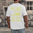 My Cat Guards My Mug And Book Humor Cats Premium Tri-Blend Men's Back Print T-Shirt