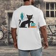 Cat Midcentury With Book And Coffee Atomic Age Mid Century Men's Back Print T-Shirt