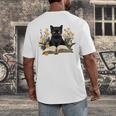 Cat Shirts For Women Book Lover Shirt Cute Cat And Book Premium Tri-Blend Men's Back Print T-Shirt