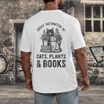 Cats Plants And Books Shirt Plant Lover Gardening Men's Back Print T-Shirt Cats Plants And Books Shirt Plant Lover Gardening Men's Back Print T-Shirt