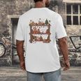 Christmas Cats Bookshelf Gingerbread Men's Back Print T-Shirt