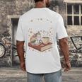 Coffee Cats & Books Cute Cat Book Lover Reading Men's Back Print T-Shirt
