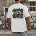 Cosy Sloth In Bookshelf With Plants Men's Back Print T-Shirt