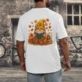 Cute Autumn Gnome Reading Pumpkin Book Lover Men's Back Print T-Shirt