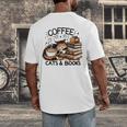 Cute Coffee Cats Books Lover Idea Women Men Kids Men's Back Print T-Shirt Cute Coffee Cats Books Lover Idea Women Men Kids Men's Back Print T-Shirt