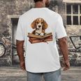 Cute Dog Beagle Reading Book Men's Back Print T-Shirt