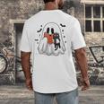 Cute Halloween Ghost Reading Book Men's Back Print T-Shirt Cute Halloween Ghost Reading Book Men's Back Print T-Shirt