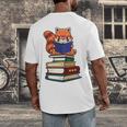 Cute Kawaii Kids Reading Books Glasses Red Panda Lover Men's Back Print T-Shirt