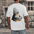 Cute Penguin Reading Book Faux-Crochet Print Men's Back Print T-Shirt