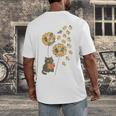 Cute Reading Cat With Kitten Dandelion Flowers Book Lover Men's Back Print T-Shirt