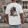 Dog Book Flower Men's Back Print T-Shirt Dog Book Flower Men's Back Print T-Shirt