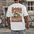 Dogs Coffee Reading Book Lover Men's Back Print T-Shirt Dogs Coffee Reading Book Lover Men's Back Print T-Shirt