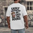 Easily Distracted By Cats And Books Lovers Reading Men's Back Print T-Shirt