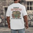 Easily Distracted By Cats And Books Vintage Men's Back Print T-Shirt Easily Distracted By Cats And Books Vintage Men's Back Print T-Shirt