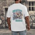 Easily Distracted By Dragons And Books Bookworm Men's Back Print T-Shirt Easily Distracted By Dragons And Books Bookworm Men's Back Print T-Shirt