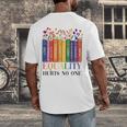 Equality Hurts No One LGBTQ Pride Books And Flowers Men's Back Print T-Shirt Equality Hurts No One LGBTQ Pride Books And Flowers Men's Back Print T-Shirt